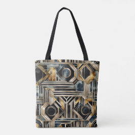 Art-Deko Marmor Schwarz und Gold Jazzy Geometric
