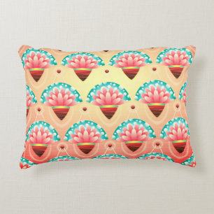 Art Deko pfirsichfarben aquamarines goldfarbenes M Dekokissen