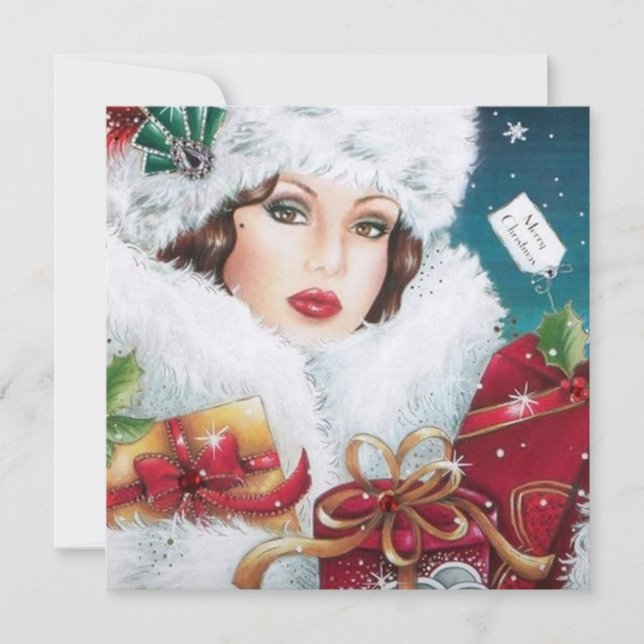 art Deko Retro Vintage Dame Weihnachten (Vorderseite)