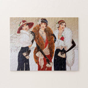 art Deko Retro Weihnachtsfrauen Puzzle