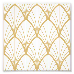 Art Deko, schön, Fanmuster, gold, weiß, vintag Fotodruck