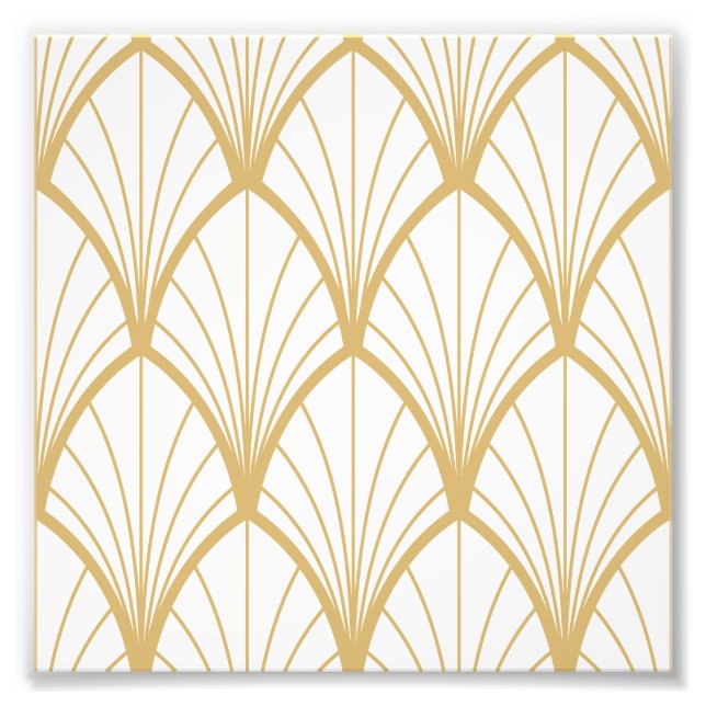 Art Deko, schön, Fanmuster, gold, weiß, vintag Fotodruck (Vorne)