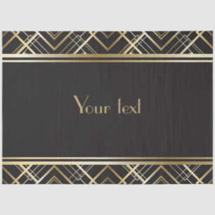 Art Deko, schwarz, gold, elegant, chic, monogramm Seidenpapier