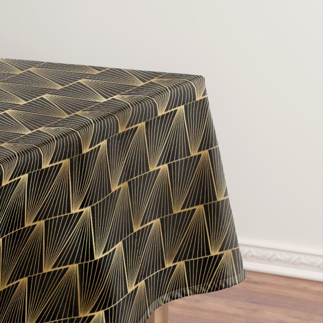 Art Deko Schwarz-Gold-Fliesen-Muster Tischdecke (Beispiel)
