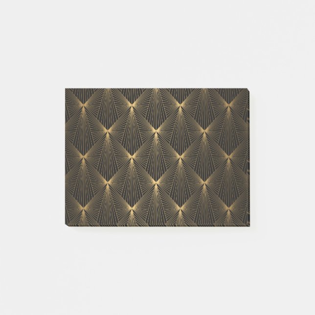 Art Deko, schwarzes Gold, schicke, elegante, elega Post-it Klebezettel (Vorderseite)