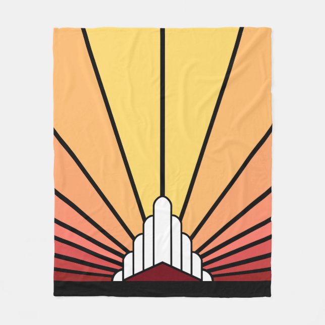 Art Deko Sonne im Morgengrauen Fleece Blanket (Vorderseite)