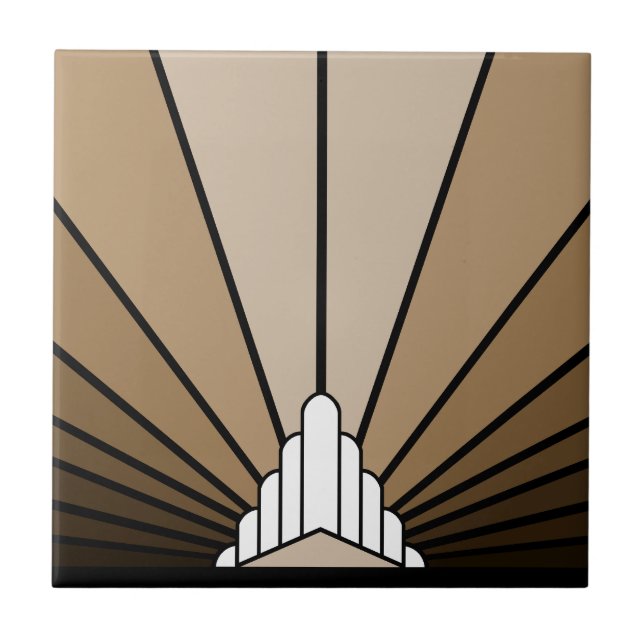 Art Deko Sonne in Bräune Fliese (Vorderseite)