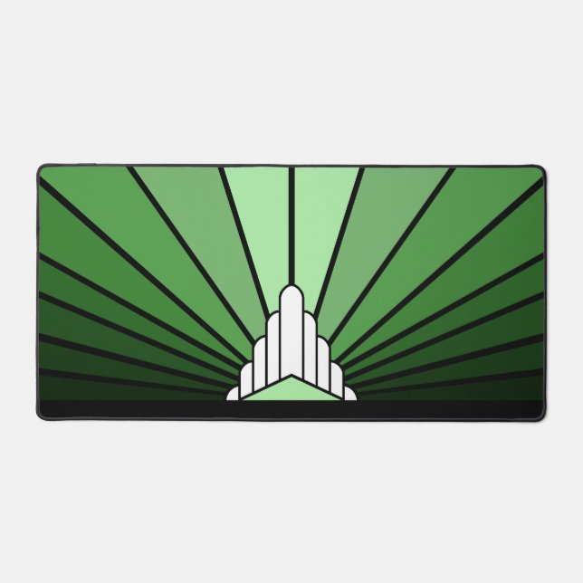 Art Deko Sonne in Grün Schreibtischunterlage (Vorderseite)