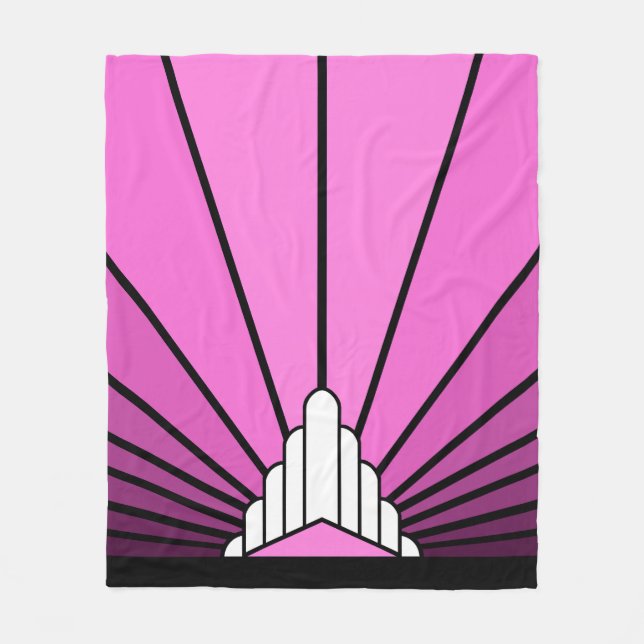 Art Deko sonne in pink Fleece Blankon (Vorderseite)