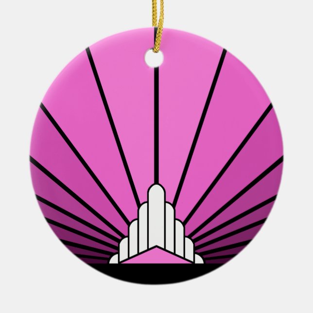 Art Deko Sonne pink Keramik Ornament (Vorne)