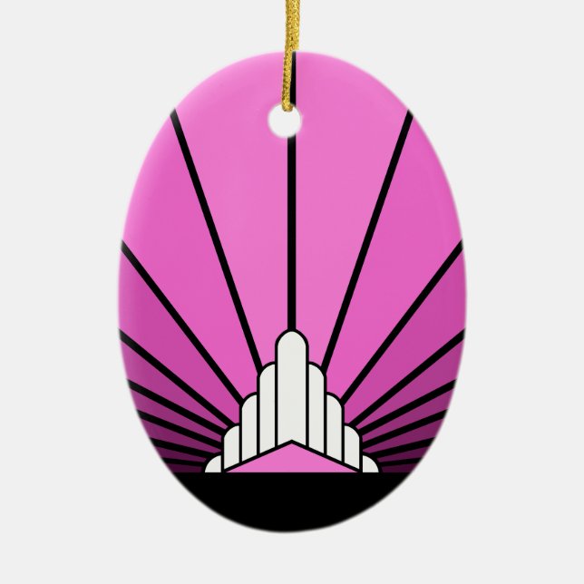 Art Deko Sonne pink Keramik Ornament (Vorne)