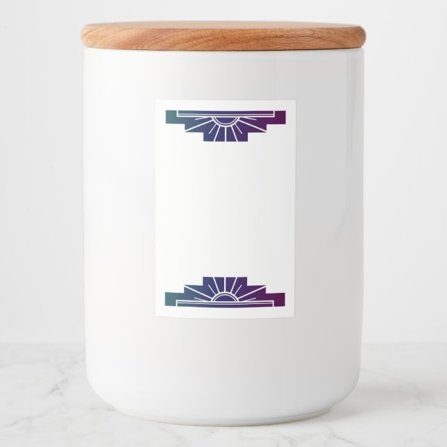 Art Deko Sonnenelement im Dunkeln Regenbogen Lebensmitteletikett (Vorderseite)