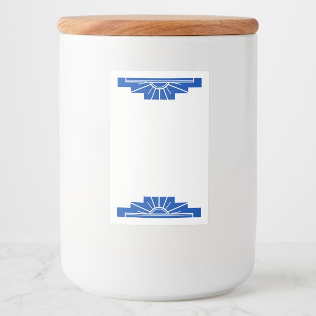 Art Deko Sonnenelement in dunkelblau Lebensmitteletikett (Vorderseite)