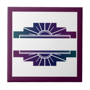 Art Deko Sonnenelement in dunklen Farben Fliese