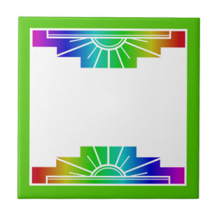 Art Deko Sonnenelement in Regenbogen Fliese