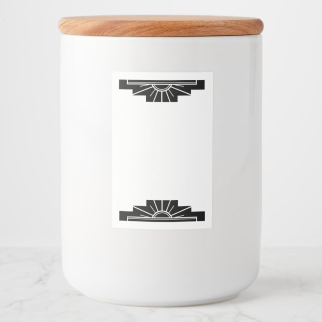 Art Deko Sonnenelement in Schwarz Lebensmitteletikett (Vorderseite)