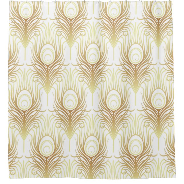 Art Deko Stil geometrische nahtlose Muster in schw Duschvorhang (Vorderseite)