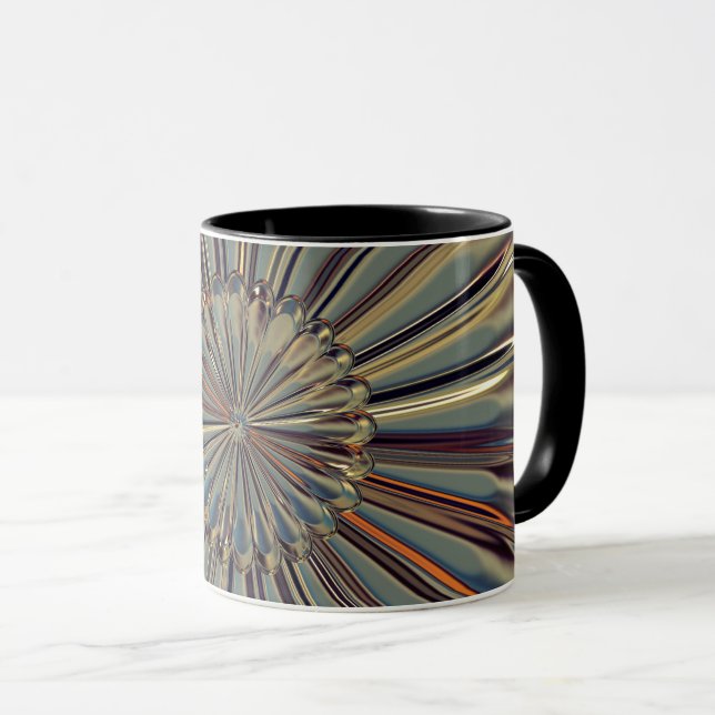 Art Deko Stil Goldlüfter Muschel Metallisches Auss Tasse (VorderseiteRechts)
