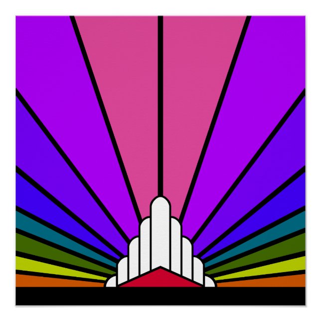 Art Deko Sun in Regenbogen (Vorderseite)