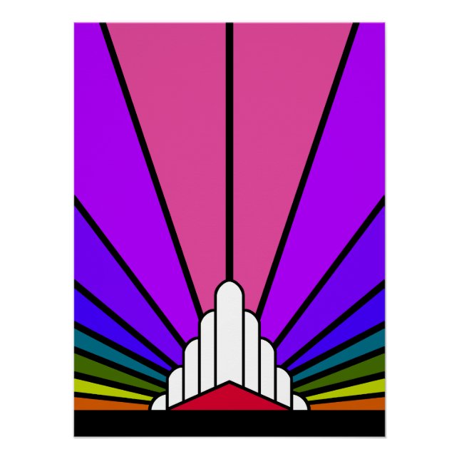 Art Deko Sun in Regenbogen (Vorderseite)