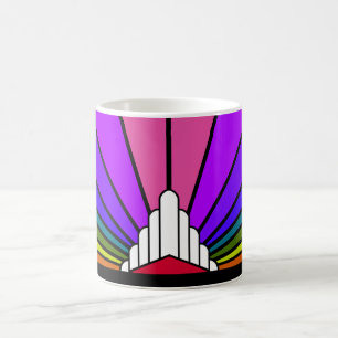 Art Deko Sun in Regenbogen Kaffeetasse