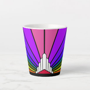Art Deko sun in Regenbogen Latte Tasse