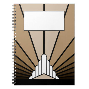 Art Deko sun in tan Spiral Foto Notebook Notizblock