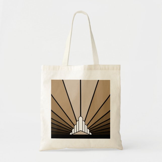 Art Deko Sun in tan Tote Bag Tragetasche (Vorne)