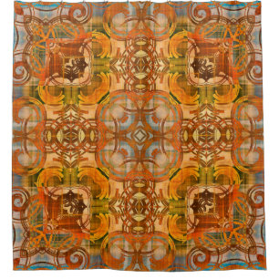 Art Deko Vintage Ornamentik in orange Duschvorhang