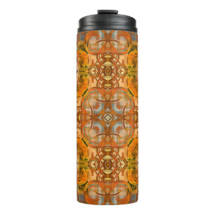 Art Deko Vintage Ornamentik in orange Thermosbecher