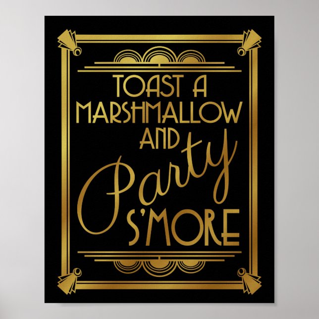 art Deko wedding, s'more Party Schild, gold, gatsb (Vorne)