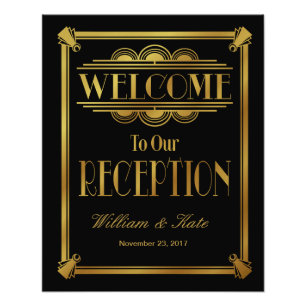 art Deko, willkommen bei unserem Empfang Hochzeits Fotodruck