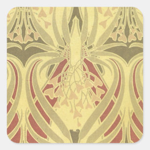 Art Deko wirbeln abstrakte Vintage Musterkunst Quadratischer Aufkleber