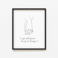 Art der Couple Holding Hands Line