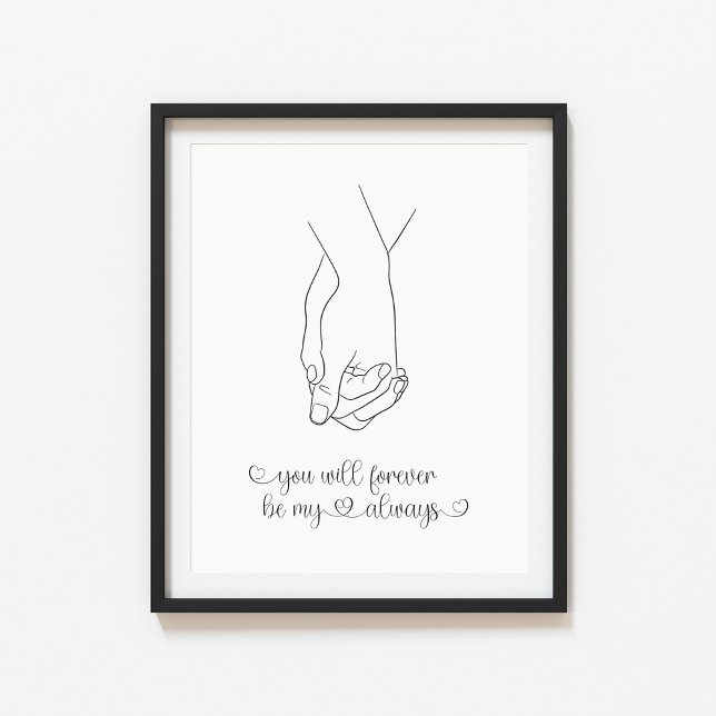 Art der Couple Holding Hands Line Poster (Von Creator hochgeladen)