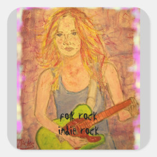 Art der Indie Rock Girl Quadratischer Aufkleber