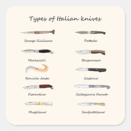 Art der italienischen Messer Quadratischer Aufkleber