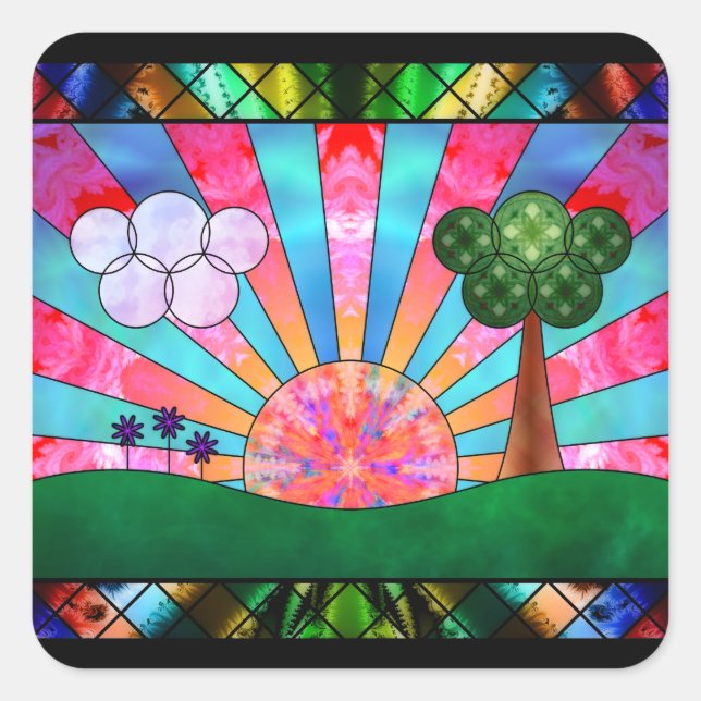 Art der Sonnenkleber Quadratischer Aufkleber (Vorderseite)