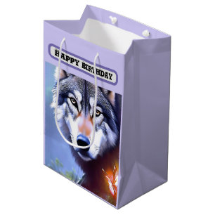 Art der Wolf Ölfarbe, Geburtstag Mittlere Geschenktüte