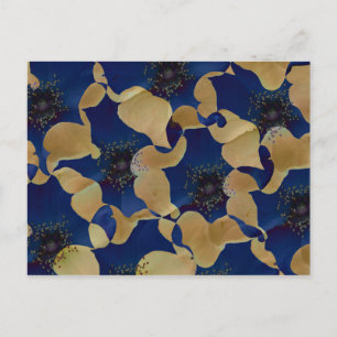 Art des Blumenmusters in Beige und Blau/Blume Postkarte