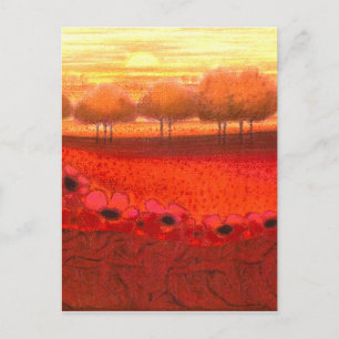 Art Design "Red Flower field" Ein Traum von Landsc Postkarte