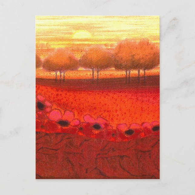 Art Design "Red Flower field" Ein Traum von Landsc Postkarte (Vorderseite)