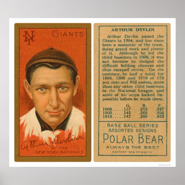 Art Devlin Giants Baseball 1911 Poster (Vorne)