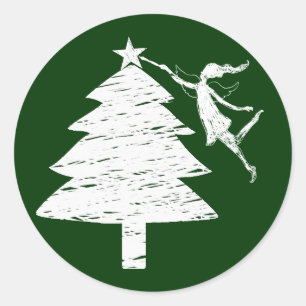 Art Fairy Christmas Tree Runder Aufkleber