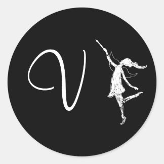 Art Fairy Initial: V Runder Aufkleber