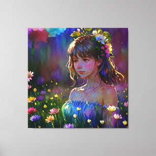 *~ Art Fantasy Wild Blume Girl AP56 Wasserfarbe Leinwanddruck