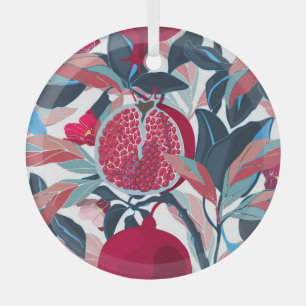 Art Floral Pomegranate Tree Muster Ornament Aus Glas