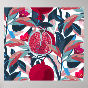 Art Floral Pomegranate Tree Muster Poster