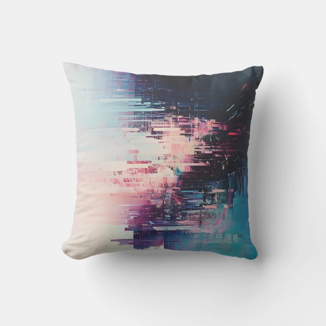 Art Futurist Glitch - Design Urban Landschaft Neon Kissen (Vorderseite)