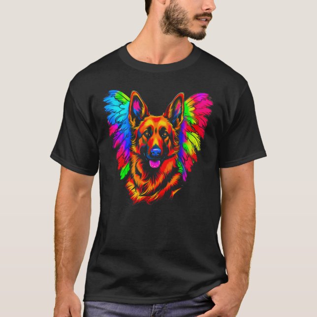 Art German Shepherd Dog Angel Wing T-Shirt (Vorderseite)